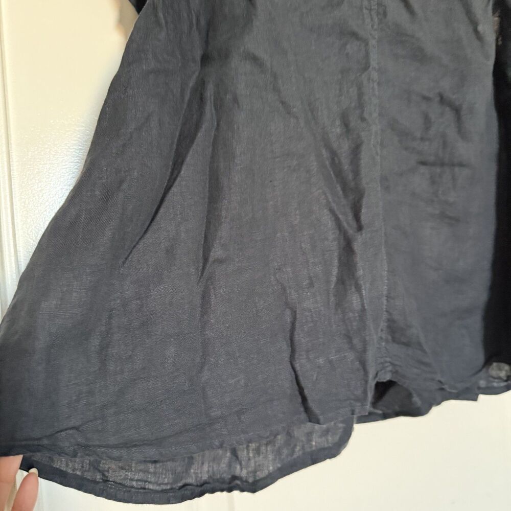 Velvet Graham Spencer 100% linen black fluttler sleeve top classic XL - Picture 2 of 11